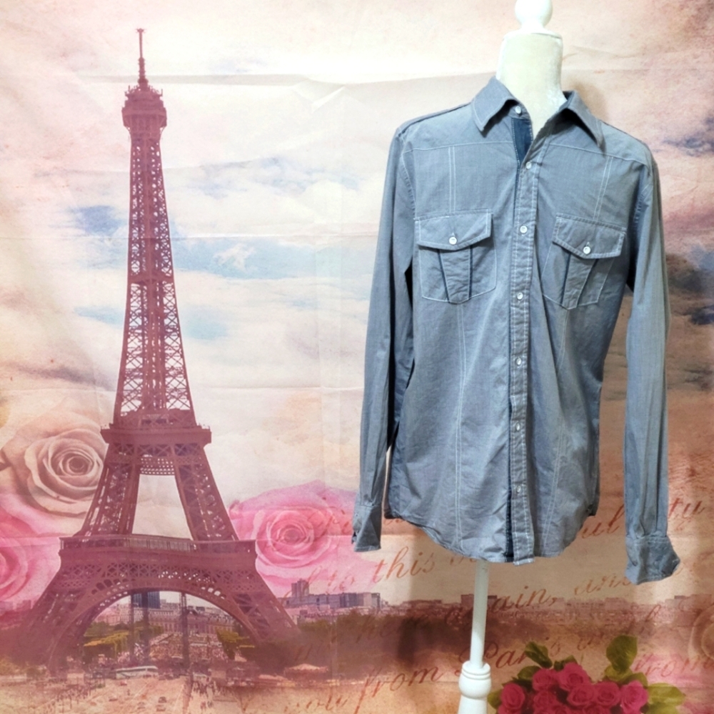 Buckle black slim fit button down shirt